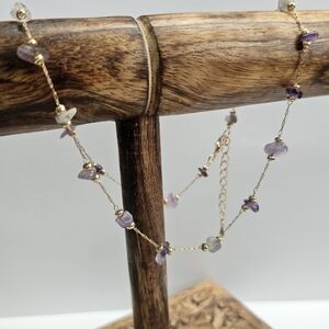 Bohemian Dainty Gold Purple Natural Beaded Necklace